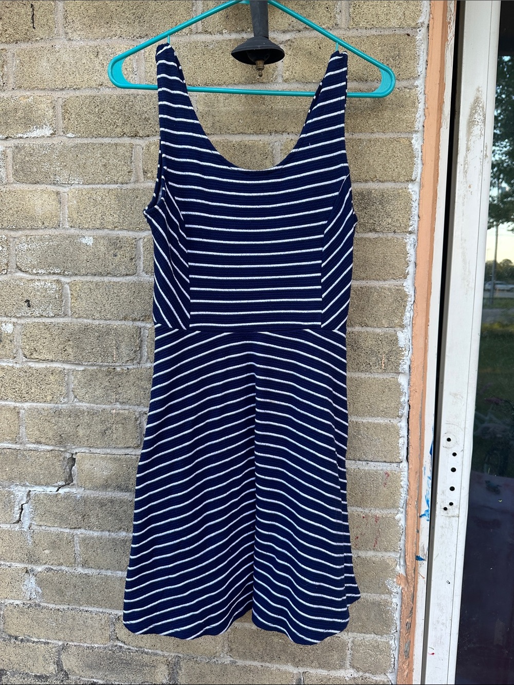 Lush Navy and White Striped Sleeveless A-Line Dress